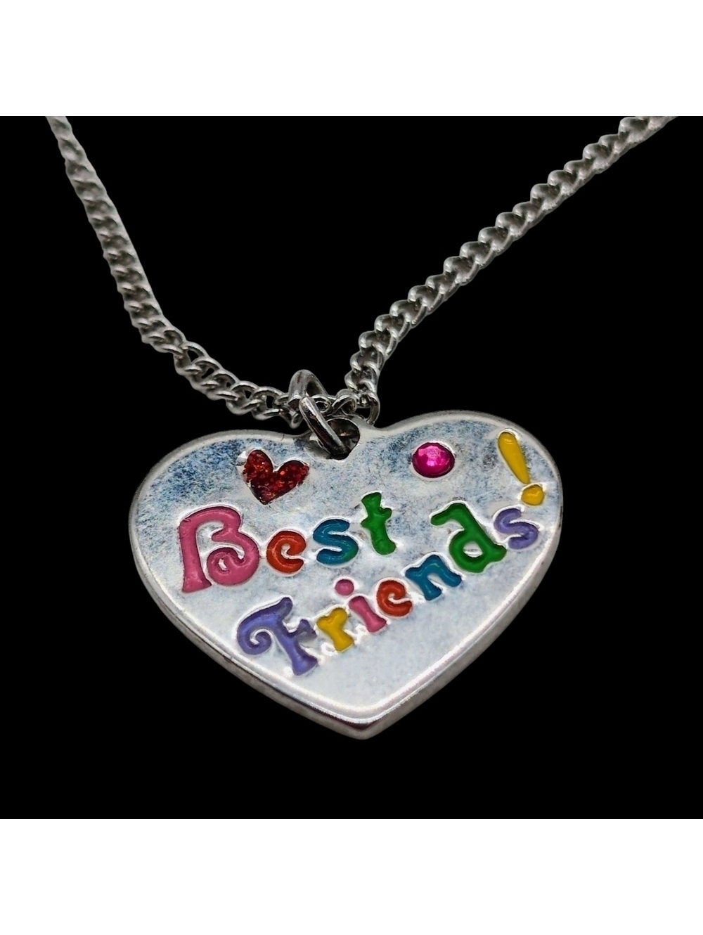 Silver Heart 'Best Friends' Pendant Necklace 20 In Costume